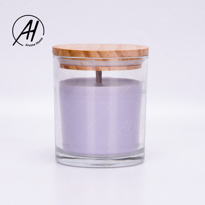Toples Kaca Tutup Kayu Rumah Dor Kustom Lilin Beraroma Lilin Kedelai Private Label 8OZ