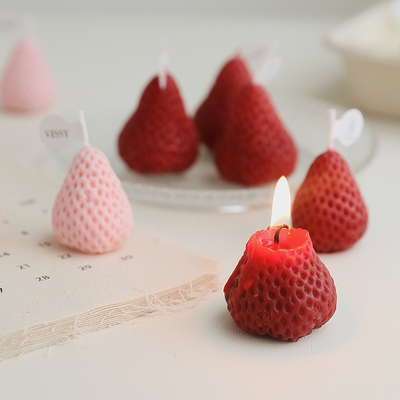 Merah Merah Muda Stroberi Lilin Kedelai Ukir Lilin Aromatik Wangi Rumah Handmad