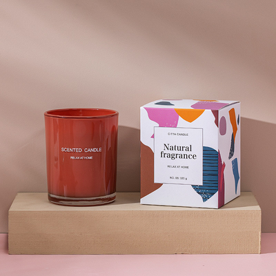 Aroma Home Custom Sablon Semprot Warna Soy Wax Glass Scented Candle With Box