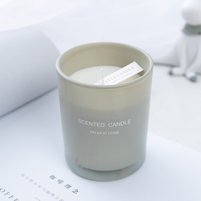 Aroma Home Custom Sablon Semprot Warna Soy Wax Glass Scented Candle With Box
