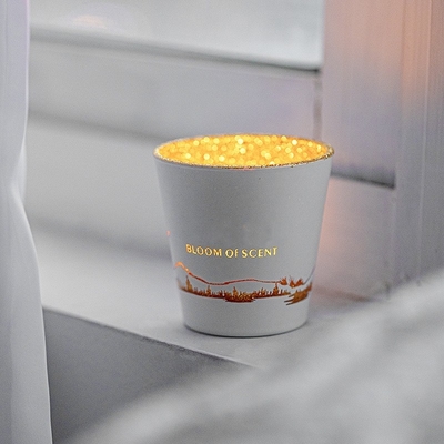 Hijau Putih Hollow Out Silhouette Cup Jar Soy Wax Tealight Lilin Beraroma