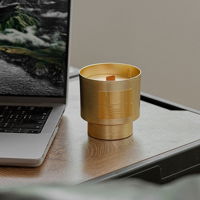Unik Mewah Logam Emas Aluminium Cup Jar Lilin Beraroma 290g Dengan Sumbu Kayu