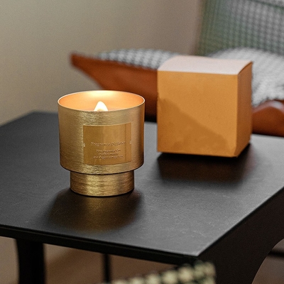 Unik Mewah Logam Emas Aluminium Cup Jar Lilin Beraroma 290g Dengan Sumbu Kayu