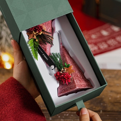 Romantis Bunga Pohon Natal Pyramid Type Cone Pillar Candles Dengan 2pcs Gift Box
