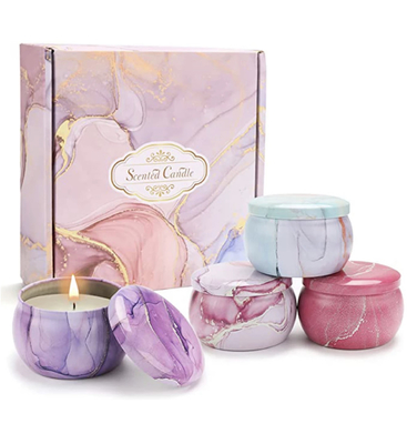 Label Pribadi yang Disesuaikan Beraroma Bunga Kering Crystal Soy Wax Tin Candle Gift Set