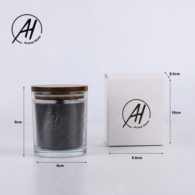 Jar Kaca Transparan Coklat Tutup Salib Sumbu Kayu Lilin Kedelai Lilin Beraroma Hitam
