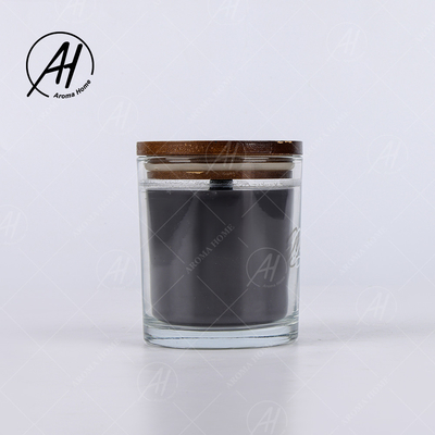 Jar Kaca Transparan Coklat Tutup Salib Sumbu Kayu Lilin Kedelai Lilin Beraroma Hitam