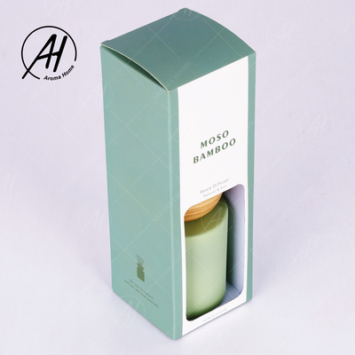 Kado Rumah Botol Kaca Hijau Reed Diffuser 150ml Batang Rotan Putih