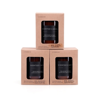 Amber Glass Soy Wax Jar Beraroma Lilin Kedelai Warna Coklat 180g