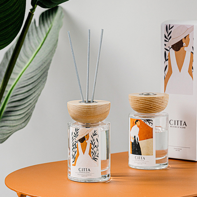 Aromaterapi Essential Oil Fragrance Parfum Kaca Botol Reed Diffuser Dengan Tutup Kayu