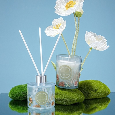 Pesta Pernikahan Warna-warni Biji Pinus Reed Diffuser Scented Candle Jar Gift Set 60g 50ml