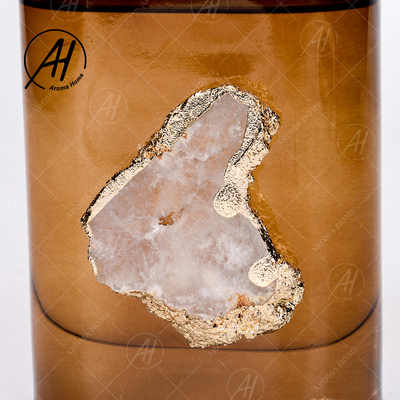 Amber Grey Glass Bottle Crystal Fragrance Smokeless Reed Diffuser 180ML Untuk Rumah