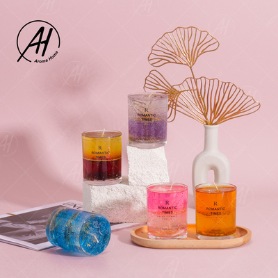 Toples kaca Crystal Gel Flower Jelly Wax Lilin Wangi Buatan Tangan Romantis