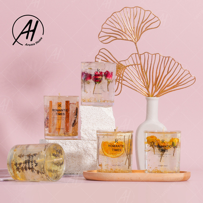 Gaya Populer Disesuaikan Kotak Hadiah Aromaterapi Bunga Asli Jelly Cup Wax