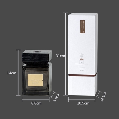 Square Luxury Black Glass Home Fragrance Reed Diffuser 500ml Untuk Liburan