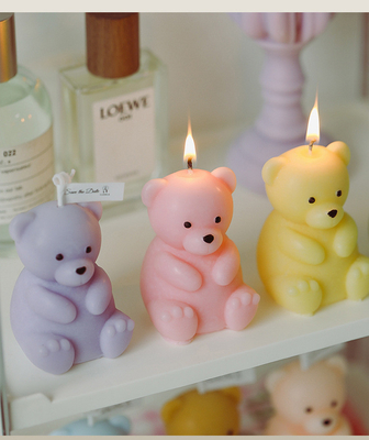 AROMA RUMAH DIY Lucu Teddy Bear Berbentuk Lilin Wangi Disesuaikan