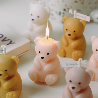 AROMA RUMAH DIY Lucu Teddy Bear Berbentuk Lilin Wangi Disesuaikan