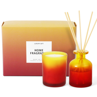 Set Kado Lilin Beraroma Dekoratif Warna Gradien Merah Muda Kustom Buatan Tangan