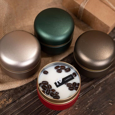 OEM Soy Wax Frosted Coffee Beans Tin Can Lilin 10cl Untuk Natal