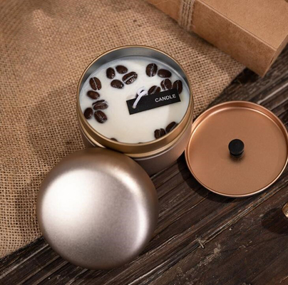OEM Soy Wax Frosted Coffee Beans Tin Can Lilin 10cl Untuk Natal