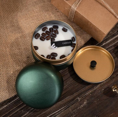 OEM Soy Wax Frosted Coffee Beans Tin Can Lilin 10cl Untuk Natal