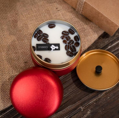 OEM Soy Wax Frosted Coffee Beans Tin Can Lilin 10cl Untuk Natal