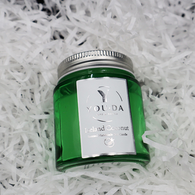 Lilin Lilin Kedelai Buatan Sendiri Mason Jar Lilin Minyak Kelapa Dalam Gelas Hijau