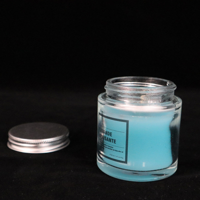 12 oz Buatan Rumah Blue Glass Jam Jar Lilin Lavender Beraroma untuk kamar mandi kamar tidur