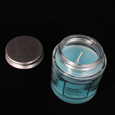 12 oz Buatan Rumah Blue Glass Jam Jar Lilin Lavender Beraroma untuk kamar mandi kamar tidur