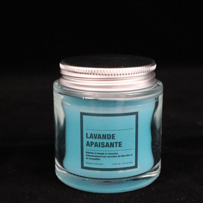 12 oz Buatan Rumah Blue Glass Jam Jar Lilin Lavender Beraroma untuk kamar mandi kamar tidur