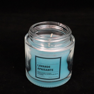 12 oz Buatan Rumah Blue Glass Jam Jar Lilin Lavender Beraroma untuk kamar mandi kamar tidur