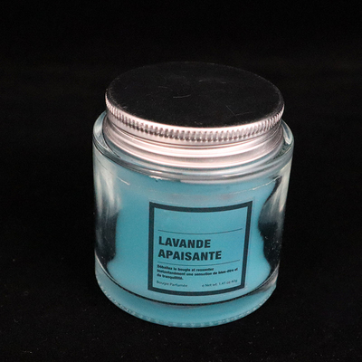 12 oz Buatan Rumah Blue Glass Jam Jar Lilin Lavender Beraroma untuk kamar mandi kamar tidur