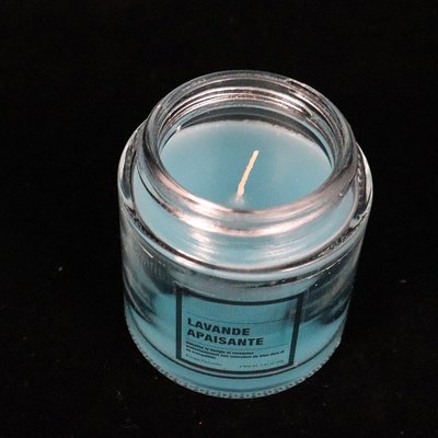 12 oz Buatan Rumah Blue Glass Jam Jar Lilin Lavender Beraroma untuk kamar mandi kamar tidur