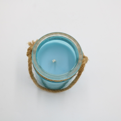 Aroma Home Blue Custom Scented Glass Jar Lilin Dengan Benang 8oz