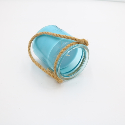 Aroma Home Blue Custom Scented Glass Jar Lilin Dengan Benang 8oz