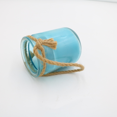 Aroma Home Blue Custom Scented Glass Jar Lilin Dengan Benang 8oz