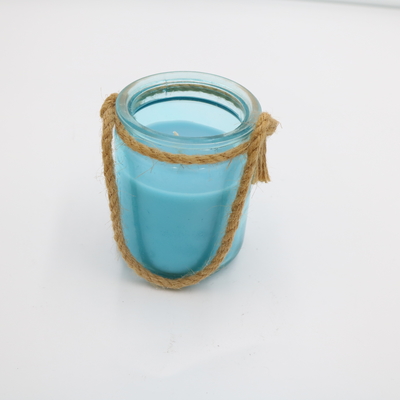 Aroma Home Blue Custom Scented Glass Jar Lilin Dengan Benang 8oz