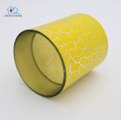 9cl Yellow Electroplated Glass Jar Lilin Wangi Dengan Pola Retak
