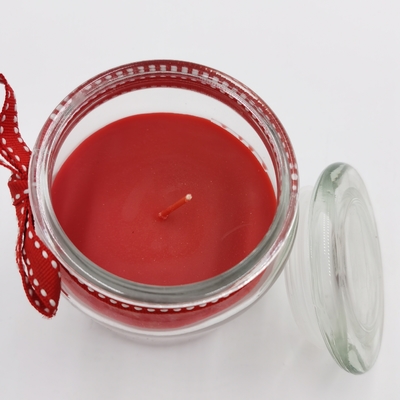 Personalized Red Paraffin Wax Essential Candle Light Jar Mason Untuk Natal