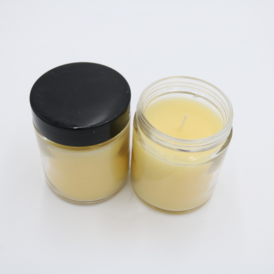 Lemon Verbena Toples Kaca Kuning Lilin Wangi Tangan Dituang Lilin Kedelai Dengan Tutup Hitam