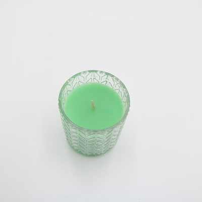 Kustom 7.5oz Green Votive Glass Jar Lilin Beraroma Lilin Kedelai Dengan Tutup