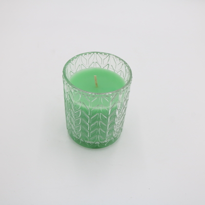 Kustom 7.5oz Green Votive Glass Jar Lilin Beraroma Lilin Kedelai Dengan Tutup