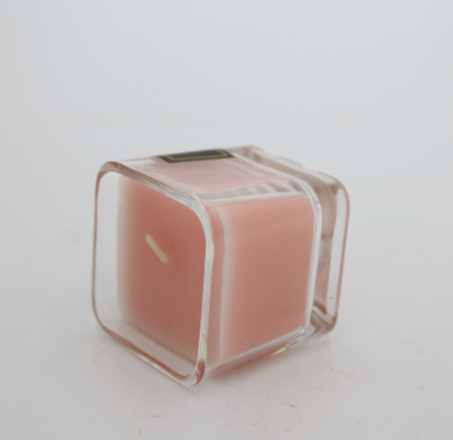 Label Hitam Kustom Gardenia Square Glass Jar Lilin Beraroma 9 Oz Untuk Pernikahan