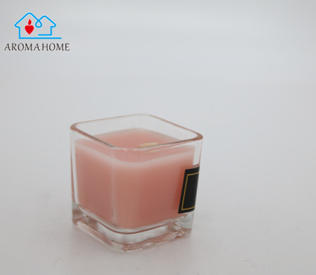 Label Hitam Kustom Gardenia Square Glass Jar Lilin Beraroma 9 Oz Untuk Pernikahan