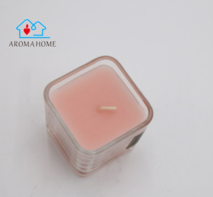 Label Hitam Kustom Gardenia Square Glass Jar Lilin Beraroma 9 Oz Untuk Pernikahan