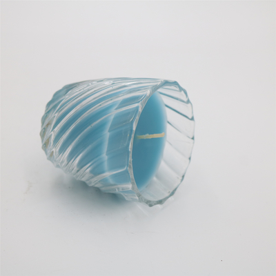 OEM Natural Blue Daur Ulang 3 Oz Jar Lilin di Hurricane Glass