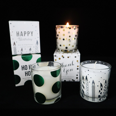 Lilin Tealight Kedelai Beraroma Alami Dalam Cangkir Kaca Bening Dicetak Aprikot Kelapa