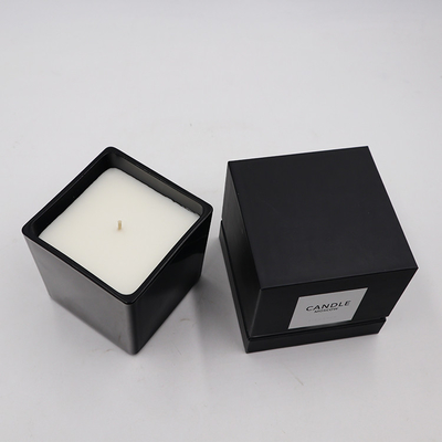 100 Persen Gelas Kaca Kotak Hitam Kedelai Lilin Beraroma Lemon Verbena