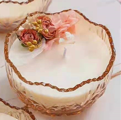 Lilin Kedelai Buatan Tangan Lilin Beraroma 10 Oz Lilin Toples Dengan Dekorasi Bunga Kering