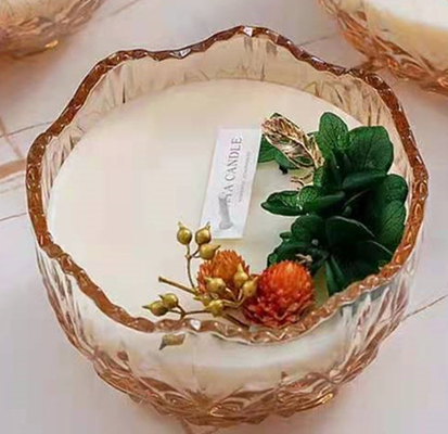 Lilin Kedelai Buatan Tangan Lilin Beraroma 10 Oz Lilin Toples Dengan Dekorasi Bunga Kering